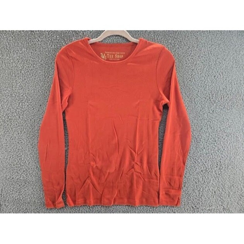 Victorias Secret Tee Shop Shirt Womens Large Orange Scoop Neck Long Sleeve Y2K